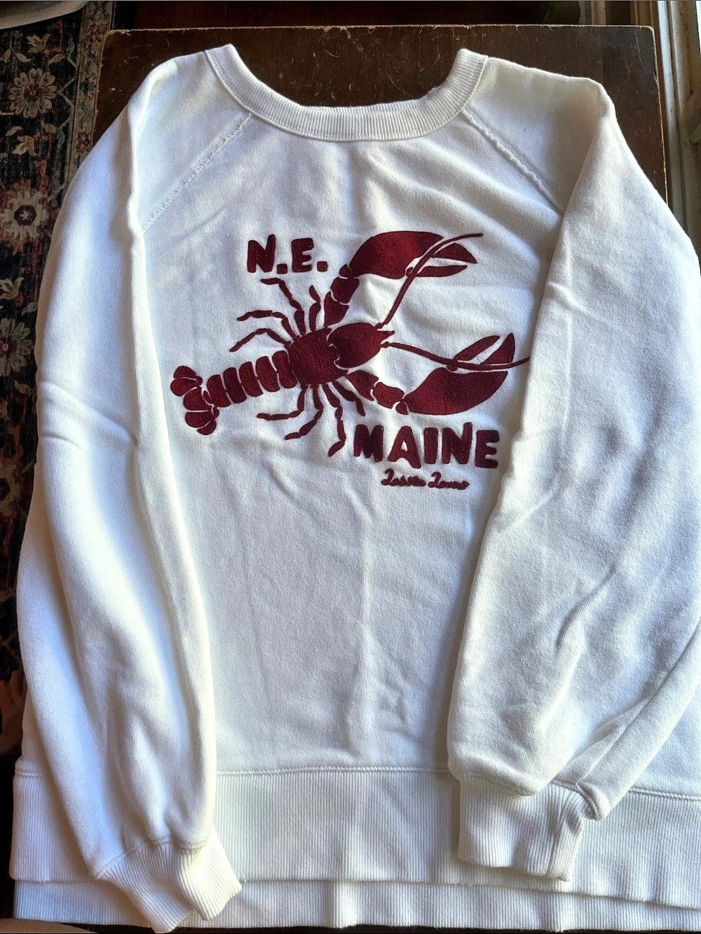 Aerie N.E. Maine Lobster Graphic Crewneck Sweatshirt White & Red Small